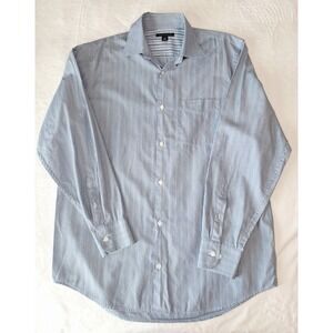 Banana Republic Blue/White Striped Long Sleeve Button Up Shirt (Men's Medium )